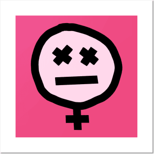 Female Pink Not Happy Smiley Face Posters and Art